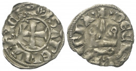 Achaia - Fürstentum. Isabella (1297 - 1301).

 Denar (Silber).
Vs: + YSABELLA P ACh. Kreuz.
Rs: + DE CLARENCIA. Stilisiertes Kastell.

20 mm. 0,...