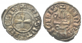Achaia - Fürstentum. Philipp von Tarent, Despot der Romania (1306 - 1313).

 Denar (Silber).
Vs: + PhS P TAR DESP. Kreuz.
Rs: + NEPANTI CIVIS. Sti...