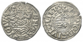 Ravensberg - Grafschaft. Johann Wilhelm von Jülich-Kleve-Berg (1592 - 1609).

 Groschen = 1/24 Taler (Silber). 1609. Bielefeld.
20 mm. 1,59 g. 

...