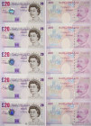 Country : ENGLAND 
Face Value : 20 Pounds Consécutifs 
Date : (1999-2003) 
Period/Province/Bank : Bank of England 
Catalogue reference : P.390b 
Alpha...
