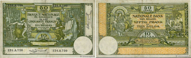 Country : BELGIUM 
Face Value : 50 Francs - 10 Belgas  
Date : 24 mars 1927 
Per...