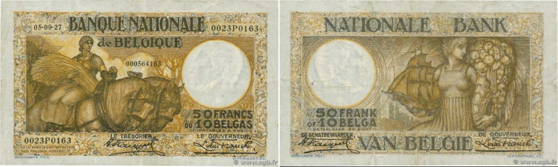 Country : BELGIUM 
Face Value : 50 Francs - 10 Belgas  
Date : 05 septembre 1927...