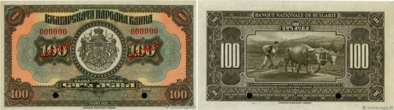 Country : BULGARIA 
Face Value : 100 Leva Spécimen 
Date : 1922 
Period/Province...