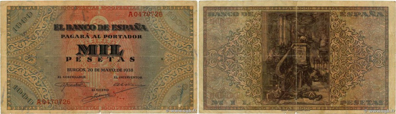 Country : SPAIN 
Face Value : 1000 Pesetas  
Date : 20 mai 1938 
Period/Province...