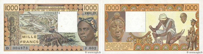 Country : WEST AFRICAN STATES 
Face Value : 1000 Francs  
Date : 1981 
Period/Pr...