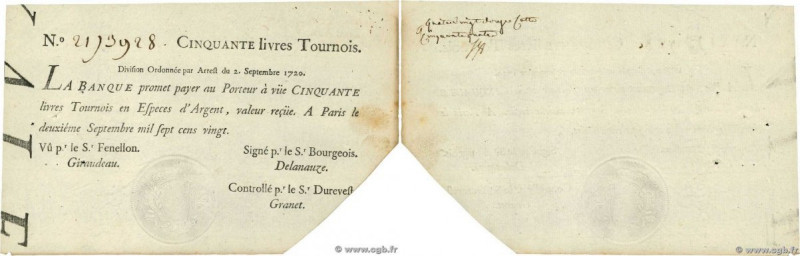 Country : FRANCE 
Face Value : 50 Livres Tournois typographié  
Date : 02 septem...