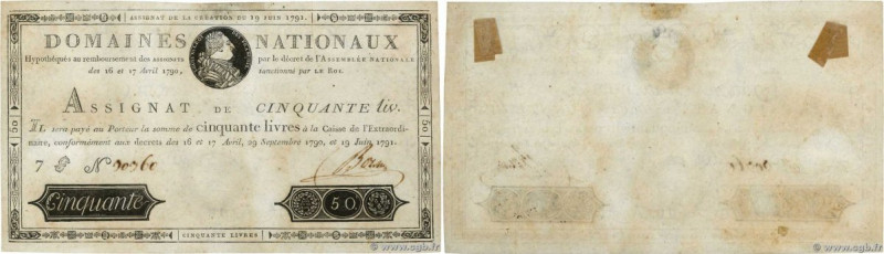 Country : FRANCE 
Face Value : 50 Livres Faux 
Date : 19 juin 1791 
Period/Provi...