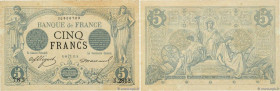 Country : FRANCE 
Face Value : 5 Francs NOIR  
Date : 10 juillet 1873 
Period/Province/Bank : Banque de France, XXe siècle 
Catalogue reference : F.01...