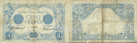 Country : FRANCE 
Face Value : 5 Francs BLEU  
Date : 02 février 1912 
Period/Province/Bank : Banque de France, XXe siècle 
Catalogue reference : F.02...