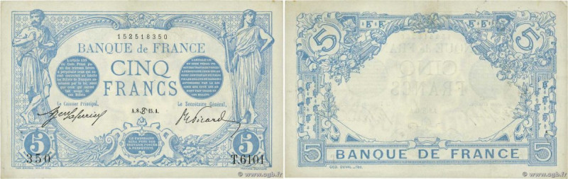 Country : FRANCE 
Face Value : 5 Francs BLEU  
Date : 08 juin 1915 
Period/Provi...