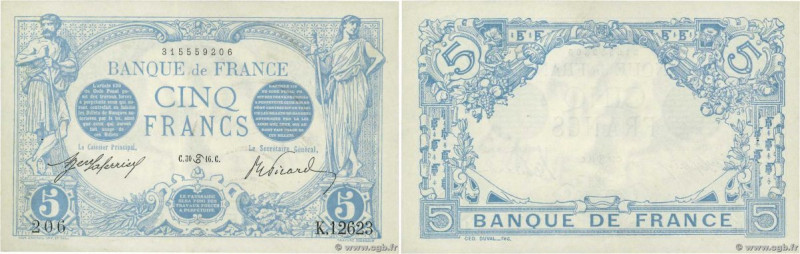 Country : FRANCE 
Face Value : 5 Francs BLEU  
Date : 30 juin 1916 
Period/Provi...
