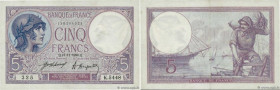 Country : FRANCE 
Face Value : 5 Francs FEMME CASQUÉE  
Date : 14 novembre 1920 
Period/Province/Bank : Banque de France, XXe siècle 
Catalogue refere...