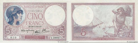 Country : FRANCE 
Face Value : 5 Francs FEMME CASQUÉE modifié  
Date : 20 juillet 1939 
Period/Province/Bank : Banque de France, XXe siècle 
Catalogue...
