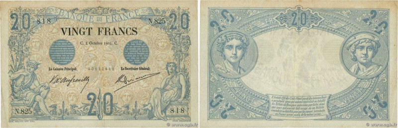 Country : FRANCE 
Face Value : 20 Francs NOIR  
Date : 04 octobre 1904 
Period/P...