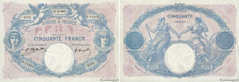 Country : FRANCE 
Face Value : 50 Francs BLEU ET ROSE  
Date : 13 décembre 1924 ...