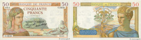 Country : FRANCE 
Face Value : 50 Francs CÉRÈS  
Date : 19 novembre 1936 
Period/Province/Bank : Banque de France, XXe siècle 
Catalogue reference : F...