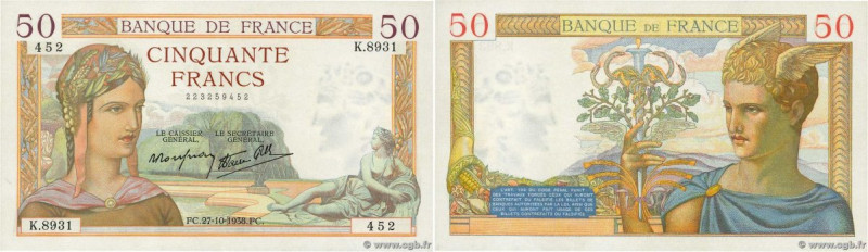 Country : FRANCE 
Face Value : 50 Francs CÉRÈS modifié  
Date : 27 octobre 1938 ...