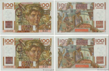 Country : FRANCE 
Face Value : 100 Francs JEUNE PAYSAN Consécutifs 
Date : 06 septembre 1951 
Period/Province/Bank : Banque de France, XXe siècle 
Cat...