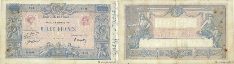 Country : FRANCE 
Face Value : 1000 Francs BLEU ET ROSE  
Date : 08 décembre 192...