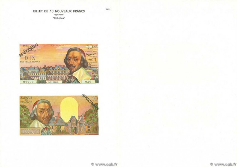 Country : FRANCE 
Face Value : 10 Nouveaux Francs RICHELIEU Planche 
Date : (197...