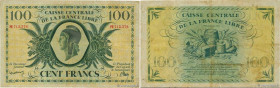 Country : REUNION ISLAND 
Face Value : 100 Francs  
Date : (1945) 
Period/Province/Bank : Caisse Centrale de la France Libre 
Catalogue reference : P....