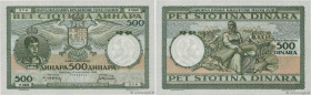 Country : YUGOSLAVIA 
Face Value : 500 Dinara  
Date : 06 septembre 1935 
Period/Province/Bank : Banque Nationale, Royaume de Yougoslavie 
Catalogue r...