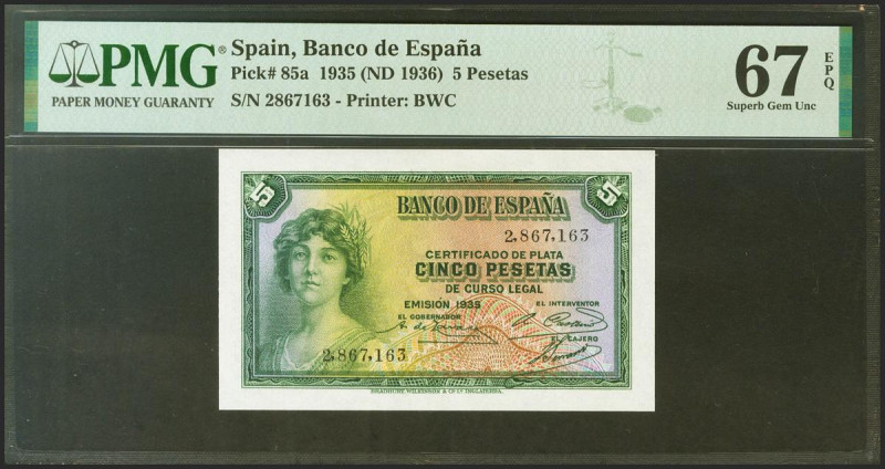 5 Pesetas. 1935. Certificado de Plata. Sin serie. (Edifil 2021: 363, Pick: 85a)....