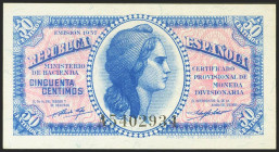 50 Céntimos. 1937. Ministerio de Hacienda. Serie A. (Edifil 2021: 391). Apresto original. SC.