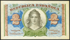 2 Pesetas. 1938. Ministerio de Hacienda. Serie B. (Edifil 2021: 393). Presenta gran parte del apresto original. SC-.