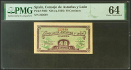 40 Céntimos. 1937. Asturias y León. Sin serie. (Edifil 2021: 395, Pick: S602). SC. Encapsulado PMG64.