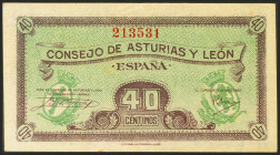 40 Céntimos. 1937. Asturias y León. Sin serie. (Edifil 2021: 395). Apresto original. EBC+.