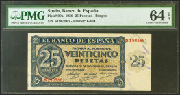 25 Pesetas. 21 de Noviembre de 1936. Serie S. (Edifil 2021: 419, Pick: 99a). Apresto original. SC. Encapsulado PMG64EPQ.