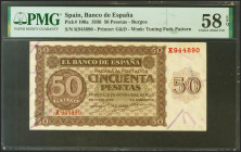 50 Pesetas. 21 de Noviembre de 1936. Serie K. (Edifil 2021: 420a, Pick: 100a). Apresto original. EBC+++. Encapsulado PMG58EPQ.