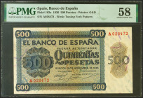 500 Pesetas. 21 de Noviembre de 1936. Serie A. (Edifil 2021: 422, Pick: 102a). Inusual en esta calidad. EBC++. Encapsulado PMG58.