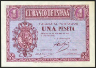 1 Peseta. 12 de Octubre de 1937. Serie B. (Edifil 2021: 425a). Apresto original. SC.