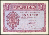 1 Peseta. 12 de Octubre de 1937. Serie C. (Edifil 2021: 425a). Apresto original. SC.