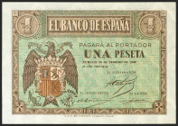 1 Peseta. 28 de Febrero de 1938. Serie B. (Edifil 2021: 427a). Apresto original. SC.