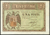 1 Peseta. 30 de Abril de 1938. Serie B. (Edifil 2021: 428a). Apresto original. SC.