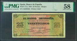 25 Pesetas. 20 de Mayo de 1938. Serie A. (Edifil 2021: 430, Pick: 111a). EBC++. Encapsulado PMG58.