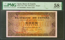 100 Pesetas. 20 de Mayo de 1938. Serie H, última serie emitida. (Edifil 2021: 432a). Apresto original. EBC+++. Encapsulado PMG58EPQ.