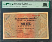 1000 Pesetas. 20 de Mayo de 1938. Serie A. (Edifil 2021: 434, Pick: 115a). Rarísimo, especialmente en esta calidad, apresto original. SC. Encapsulado ...