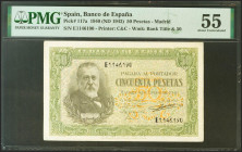 50 Pesetas. 9 de Enero de 1940. Serie C. (Edifil 2021: 437a, Pick: 117a). EBC+. Encapsulado PMG55.