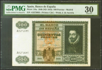 500 Pesetas. 9 de Enero de 1940. Serie A. (Edifil 2021: 439, Pick: 119a). Reparado. MBC. Encapsulado PMG30.