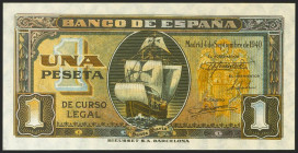 1 Peseta. 4 de Septiembre de 1940. Serie A. (Edifil 2021: 442a). Apresto original. SC-.