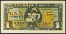 1 Peseta. 4 de Septiembre de 1940. Serie C. (Edifil 2021: 442a). Apresto original. SC-.