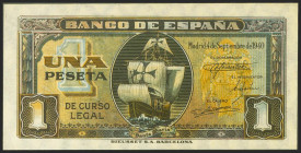 1 Peseta. 4 de Septiembre de 1940. Serie D. (Edifil 2021: 442a). Apresto original. SC.