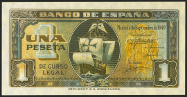 1 Peseta. 4 de Septiembre de 1940. Serie E. (Edifil 2021: 442a). Apresto original. SC.