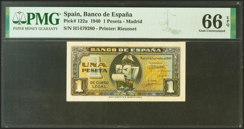 1 Peseta. 4 de Septiembre de 1940. Serie H. (Edifil 2021: 442a, Pick: 122a). Inu...