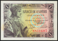 1 Peseta. 21 de Mayo de 1943. Sin serie. (Edifil 2021: 447). Apresto original. SC-.