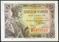 1 Peseta. 21 de Mayo de 1943. Serie B. (Edifil 2021: 447a). Apresto original. SC.